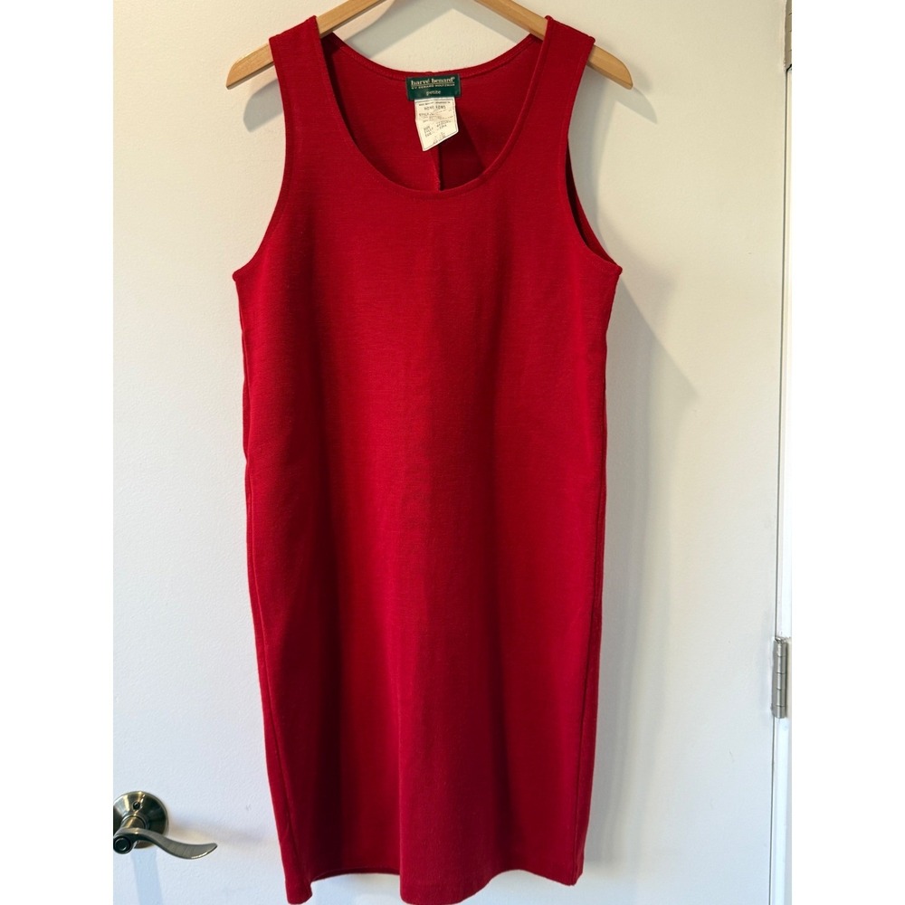 Harve Benard Dress Red Wool Blend Knit Sheath Tank Petite Medium Vintage Red
